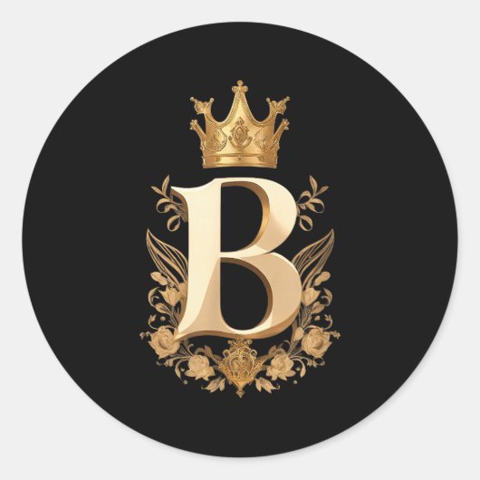 Sticker Rond Funny Birthday Queen B - Letter B And Crown (bee) (Devant)