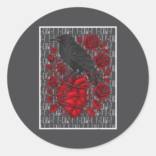 Sticker Rond Funny Black Bird F-caw-f Anti Valentines Day Singl (Devant)