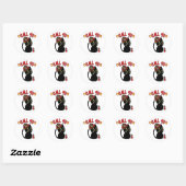 Sticker Rond Funny Black cat est un pompier (Feuille)