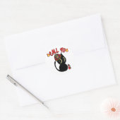 Sticker Rond Funny Black cat est un pompier (Enveloppe)