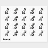 Sticker Rond Funny Black Shar Pei Chien Art Abstrait (Feuille)