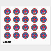 Sticker Rond Funny Bleu Jaune Rouge Union Jack Logo Européen (Feuille)