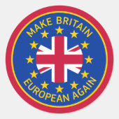 Sticker Rond Funny Bleu Jaune Rouge Union Jack Logo Européen (Devant)