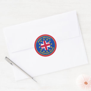 Sticker Rond Funny Bleu Jaune Rouge Union Jack Logo Européen