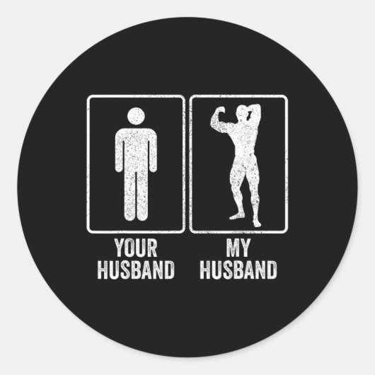 Sticker Rond Funny Bodybuilder Bodybuilding Mari Relation (Devant)