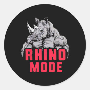 Sticker Rond Funny Bodybuilding Rhino Mode d'entraînement Fitne