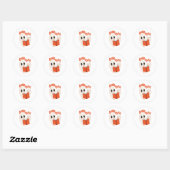 Sticker Rond Funny Bookworm Ghost Halloween Costume Booooks (Feuille)