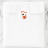 Sticker Rond Funny Bookworm Ghost Halloween Costume Booooks (Sac)