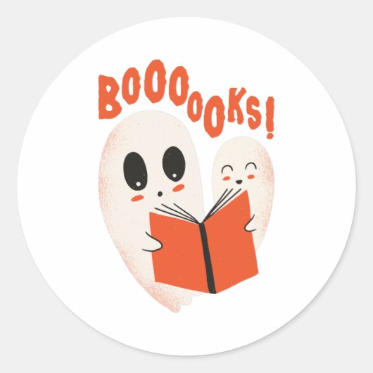 Sticker Rond Funny Bookworm Ghost Halloween Costume Booooks (Devant)