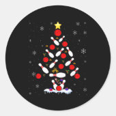 Sticker Rond Funny Bowling Christmas Tree Lights Xmas For Men W (Devant)