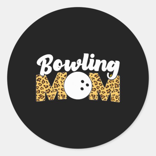Sticker Rond Funny Bowling Maman Leopard Cheetah Bowling Maman (Devant)
