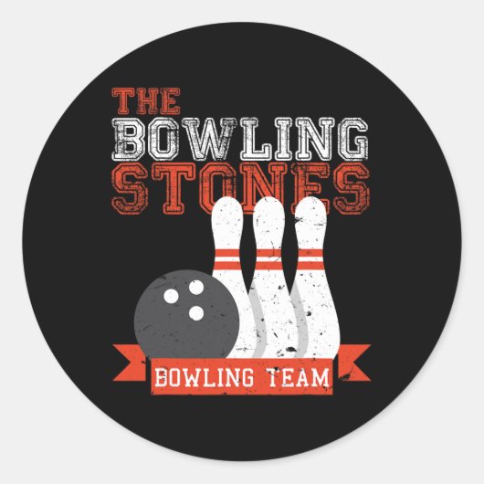 Sticker Rond Funny Bowling Stones - Bowl Sports Team (Devant)