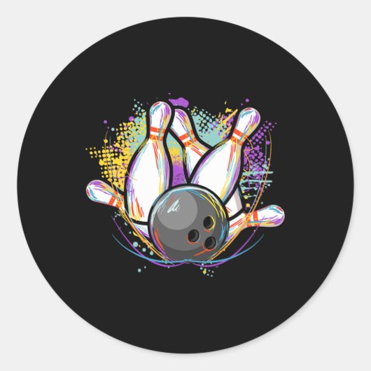 Sticker Rond Funny Bowling Team - Bowler Bowling (Devant)