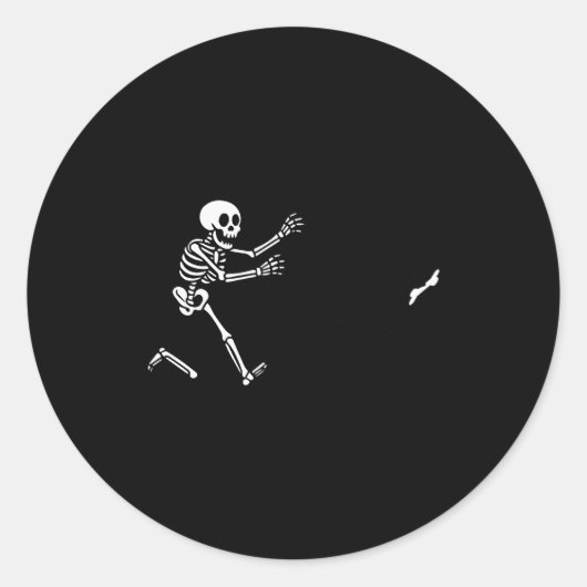 Sticker Rond Funny Boxer Running Skeleton Halloween (Devant)