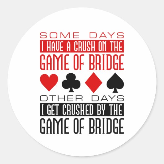 Sticker Rond Funny Bridge Player Club écrasé jeu de pont (Devant)