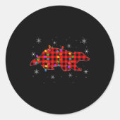 Sticker Rond Funny Buffalo Plaid Family Matching Badger Christm (Devant)