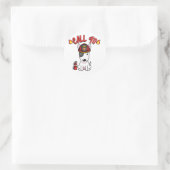 Sticker Rond Funny Bull Terrier chien est pompier (Sac)