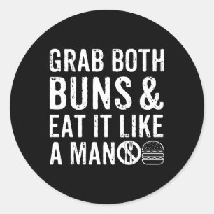 Sticker Rond Funny Burger Bbq Homme Cadeau Burger Lover Real Am