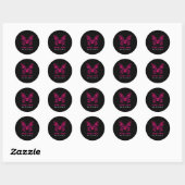 Sticker Rond Funny Butterfly Breast Cancer Awareness Ribbon (Feuille)