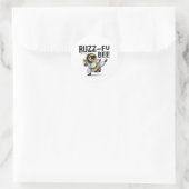 Sticker Rond Funny Buzz-Fu Bee Arts martiaux (Sac)