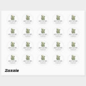 Sticker Rond Funny Cactus Christmas Holiday Adresse de retour (Feuille)
