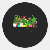 Sticker Rond Funny Cactus Christmas Tree  (Devant)