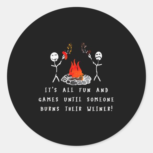 Sticker Rond Funny Camng Burnt Weiner (Devant)