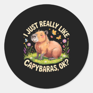 Sticker Rond Funny Capybara Art For Men Women Kids Capy Rodent 