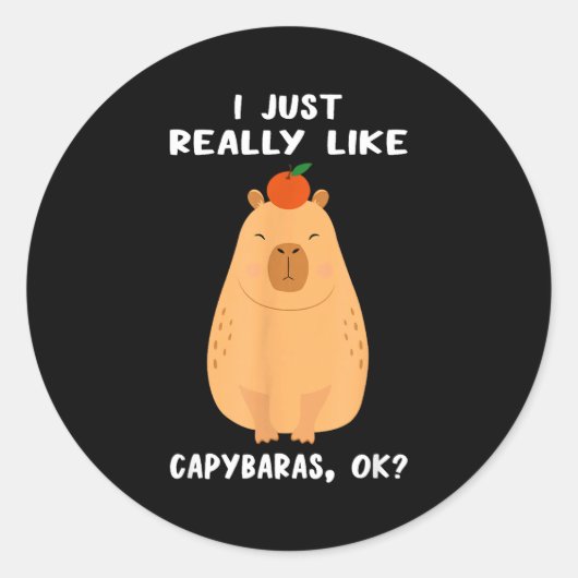 Sticker Rond Funny Capybara Art For Men Women Kids Rodent Capyb (Devant)