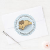 Sticker Rond Funny Capybara Puppy Love and Friendship Name (Enveloppe)