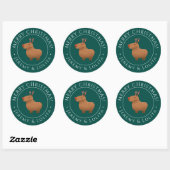 Sticker Rond Funny Capybara Reindeer Noël (Feuille)