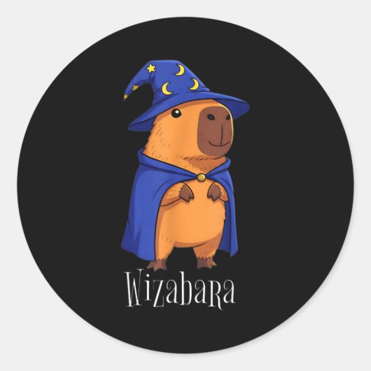 Sticker Rond Funny Capybara Wizard Costume Wizabara Graphic Kid (Devant)