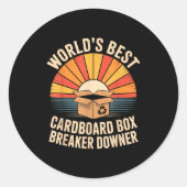 Sticker Rond Funny Cardboard Box Breaker Downer Sarcastic Recyc (Devant)
