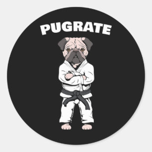Sticker Rond Funny Carlin mignon Karate Black Belt Martial Art