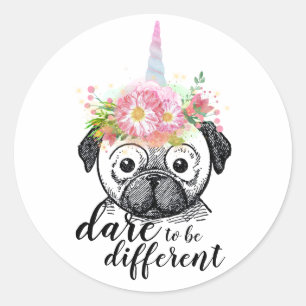 Sticker Rond Funny Carlin Unicorne - Oser être différent