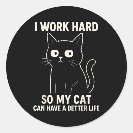 Sticker Rond Funny Cat Graphic Tee Men Women Coworker Meme Humo (Devant)