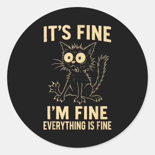 Sticker Rond Funny Cat Graphic Tee Men Women Kids Weird Crazy M (Devant)