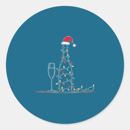 Sticker Rond Funny Champagne Christmas Graphics Lights Lover Dr (Devant)