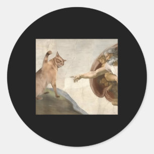 Sticker Rond Funny Chat Dieu Création D'Adam Mème Jésus