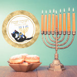 Sticker Rond Funny Chat Gold Menorah juif hébreu Hanoukka<br><div class="desc">Stickers Drôle Chat Gold Menorah Dreidel Juif Hébreu Hanoukka Stickers</div>