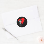 Sticker Rond Funny Chat Noir Valentines Jour Coeur Tuxedo Chat  (Enveloppe)