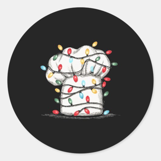 Sticker Rond Funny Chef Christmas Graphics Lights Lover Cook Co (Devant)