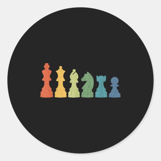 Sticker Rond Funny Chess Eces Board Game Lover Player Themed Ch (Devant)