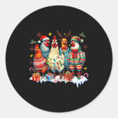 Sticker Rond Funny Chicken Christmas Lights Farm Animal Cute Xm (Devant)
