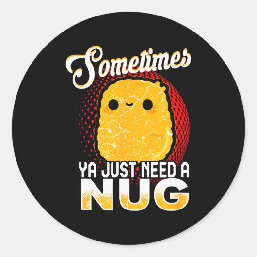 Sticker Rond Funny Chicken Nugget Fast Food Costume (Devant)