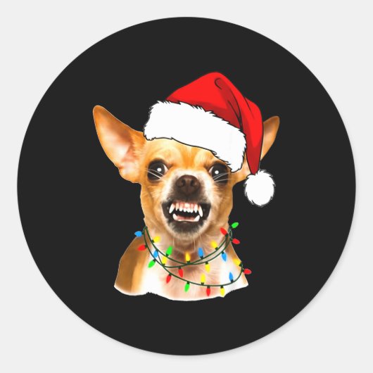 Sticker Rond Funny Chihuahua Christmas Shirt For Dog Lovers Wom (Devant)