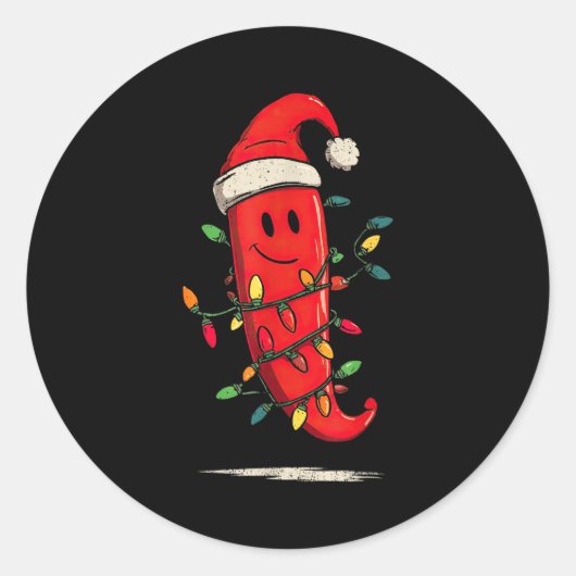 Sticker Rond Funny Chili Pepper Christmas Graphics Lights Lover (Devant)