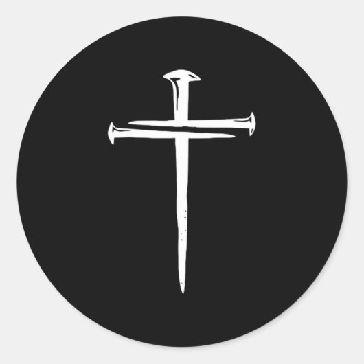 Sticker Rond Funny Christian Jesus Crist Three Nails Cross (Devant)