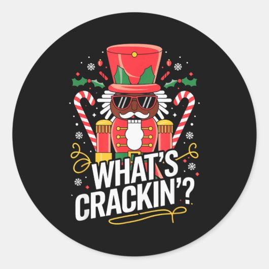 Sticker Rond Funny Christmas African American Nutcracker Men Wo (Devant)