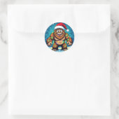 Sticker Rond Funny Christmas Bigfoot Sasquatch (Sac)